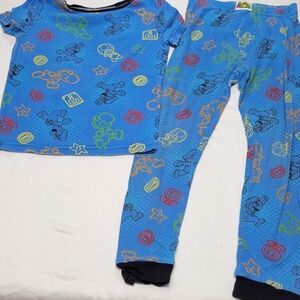 Nintendo Super Mario Boys Pajama Set Size 8 Blue Cotton Mario Yoshi Toad